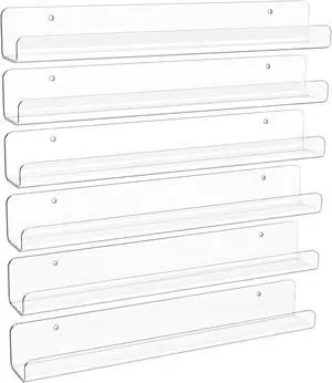 upsimples 6 Pcs 12" Clear Acrylic Shelves, Small Shelf for Wall Display upsimples 6 Pcs 12" Clear Acrylic Shelves, Small Shelf for Wall Display