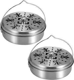 2 Portable Mosquito Coil Holder, Mosquito Incense Box Sandalwood Holder with Handle, Fireproof Incense Burner for Home Silver 2t 2 Portable Mosquito Coil Holder, Mosquito Incense Box Sandalwood Holder with Handle, Fireproof Incense Burner for Home Silver 2t
