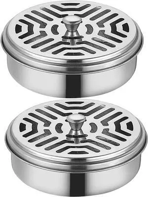 2 Portable Mosquito Coil Holder, Mosquito Incense Box Sandalwood Holder with Handle, Fireproof Incense Burner for Home Office Camping (Silver) (Silver) 2 Portable Mosquito Coil Holder, Mosquito Incense Box Sandalwood Holder with Handle, Fireproof Incense Burner for Home Office Camping (Silver) (Silver)
