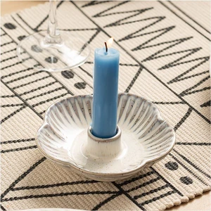 Mecaikru Ceramic Flower Taper Candle Holder, Decorative Candlestick Tray Mecaikru Ceramic Flower Taper Candle Holder, Decorative Candlestick Tray