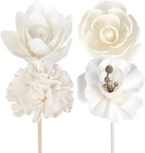Leadigol 4PCS Reed Diffuser Flower Set, Diffuser Mixed Flowers, Natural Material Aromatherapy Reed Wood Flowers, Mixed White Flower Set Replacement for Home Fragrance Leadigol 4PCS Reed Diffuser Flower Set, Diffuser Mixed Flowers, Natural Material Aromatherapy Reed Wood Flowers, Mixed White Flower Set Replacement for Home Fragrance