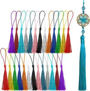 SYNTHORA 25 Pcs Silky Tassels for Crafts, 5 Inch Handmade Polyester Tassels with Loops, Multicolor Mini Tassels for Jewelry Making, Bookmarks, DIY Decorations SYNTHORA 25 Pcs Silky Tassels for Crafts, 5 Inch Handmade Polyester Tassels with Loops, Multicolor Mini Tassels for Jewelry Making, Bookmarks, DIY Decorations