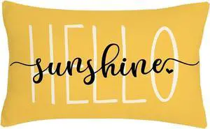 4TH Emotion Hello Sunshine Pillow Cover Farmhouse Yellow Lumbar Pillow Cover Spring Summer Decorations Cushion Case for Sofa Couch Polyester Linen 12x20 Inches 4TH Emotion Hello Sunshine Pillow Cover Farmhouse Yellow Lumbar Pillow Cover Spring Summer Decorations Cushion Case for Sofa Couch Polyester Linen 12x20 Inches