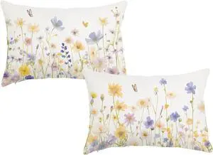 Spring Summer Pillow Covers 12x20 Inch Set of 2 Daisy Floral Throw Lumbar Pillow Cases Outdoor Decorative Cushion Covers for Sofa Couch Patio Farmhouse Home Decor Spring Summer Pillow Covers 12x20 Inch Set of 2 Daisy Floral Throw Lumbar Pillow Cases Outdoor Decorative Cushion Covers for Sofa Couch Patio Farmhouse Home Decor