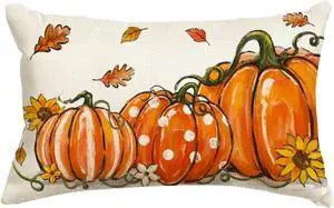 Fall Pillow Covers 12x20,Pumpkin Thanksgiving Outdoor Autumn Lumbar Orange Fall Pillow Covers 12x20,Pumpkin Thanksgiving Outdoor Autumn Lumbar Orange