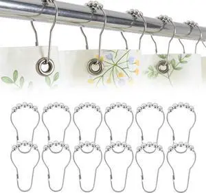 12 Shower Curtain Hooks, Suitable for Bathroom Shower rods for Rust-Proof Decorative Stainless Steel Shower Curtain Hooks, Silver 12 Shower Curtain Hooks, Suitable for Bathroom Shower rods for Rust-Proof Decorative Stainless Steel Shower Curtain Hooks, Silver