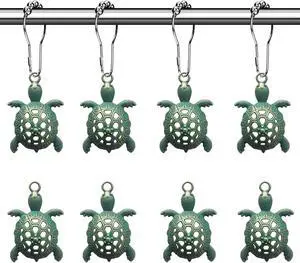 Green Sea Turtle Shower Curtain Rings Silver Shower Curtain Hooks Green Sea Turtle Shower Curtain Rings Silver Shower Curtain Hooks