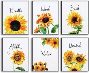 Zonon 6 Pieces Sunflower Bathroom Decor Sunflower Canvas Wall Art for Kitchen Yellow Bathroom Art Accessories 8 x 10 Inch Unframed Paper Decor Pictures for Stylish Women College Living Room Bedroom Zonon 6 Pieces Sunflower Bathroom Decor Sunflower Canvas Wall Art for Kitchen Yellow Bathroom Art Accessories 8 x 10 Inch Unframed Paper Decor Pictures for Stylish Women College Living Room Bedroom