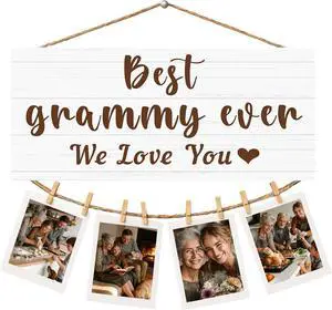 Best Grammy Ever Photo Holder Sign, Wooden Display Board, 12x6 Best Grammy Ever Photo Holder Sign, Wooden Display Board, 12x6