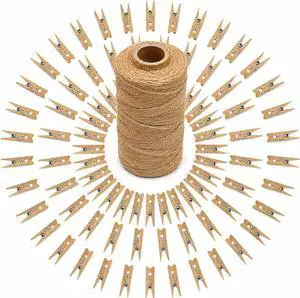 jijAcraft 1.4Inch Mini Clothes Pins - 100Pcs Wooden Clothespins with String jijAcraft 1.4Inch Mini Clothes Pins - 100Pcs Wooden Clothespins with String