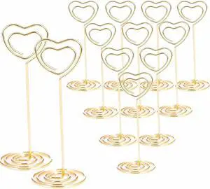 12pcs Table Number Holders Metal, 3.35 inch Place Card Stands for Wedding Centerpieces, Birthday Party - Table Card & Photo Picture Holders (Gold-Heart Shaped) 12pcs Table Number Holders Metal, 3.35 inch Place Card Stands for Wedding Centerpieces, Birthday Party - Table Card & Photo Picture Holders (Gold-Heart Shaped)