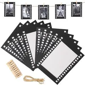 4''×6'' Paper Picture Frames,Wall Mount Display Pictures Vintage Cinematic Film Photo Frame,10Pcs Hanging Photo Holders Set with String & Clips for DIY Idol Postcard,Home Decor,Gifts (Black) 4''×6'' Paper Picture Frames,Wall Mount Display Pictures Vintage Cinematic Film Photo Frame,10Pcs Hanging Photo Holders Set with String & Clips for DIY Idol Postcard,Home Decor,Gifts (Black)