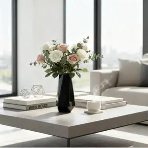 Modern Black Ceramic Vase, 7.5 Inch Geometric Flower vases, Minimalist Design for Table Shelf Centerpiece Home Decor Fit for Housewarming, Weddings, Birthday,Christmas Modern Black Ceramic Vase, 7.5 Inch Geometric Flower vases, Minimalist Design for Table Shelf Centerpiece Home Decor Fit for Housewarming, Weddings, Birthday,Christmas