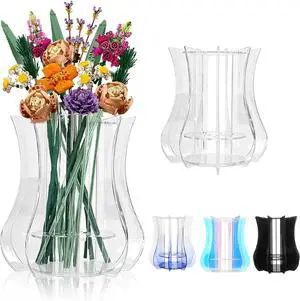 Vase for Lego Flowers Bouquet, for Mom, Acrylic Display Holder Compatible with Lego Botanical Collections Roses Sunflowers, for Lego Flower Building Set Lovers, Crystal Clear Vase for Lego Flowers Bouquet, for Mom, Acrylic Display Holder Compatible with Lego Botanical Collections Roses Sunflowers, for Lego Flower Building Set Lovers, Crystal Clear