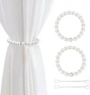 AULEEP Magnetic Curtain Tiebacks Holdbacks Pearl Curtain Holders 2 Pack AULEEP Magnetic Curtain Tiebacks Holdbacks Pearl Curtain Holders 2 Pack