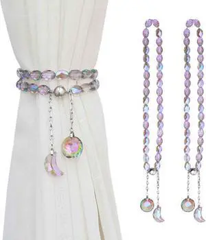 PEDOBO Magnetic Curtain Tiebacks, 2 Pack Crystal Beaded Sun & Moon Pendants Sheers/Draperies Holdbacks for Window Home Office Decor (Purple) PEDOBO Magnetic Curtain Tiebacks, 2 Pack Crystal Beaded Sun & Moon Pendants Sheers/Draperies Holdbacks for Window Home Office Decor (Purple)