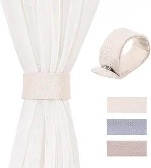 Magnetic Curtain Tiebacks 2 Pack, Perfect for Thin, Short Drapes, Not for Heavy or Long Fabrics, Holdbacks, Pull Holders, Beige Magnetic Curtain Tiebacks 2 Pack, Perfect for Thin, Short Drapes, Not for Heavy or Long Fabrics, Holdbacks, Pull Holders, Beige