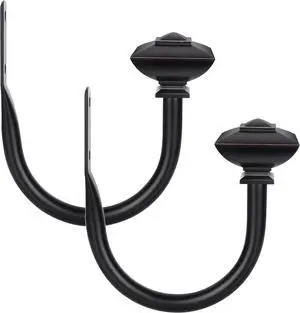 KAMANINA Curtain Holdbacks 2 Pack Wall Mounted Black Drapery Tiebacks KAMANINA Curtain Holdbacks 2 Pack Wall Mounted Black Drapery Tiebacks