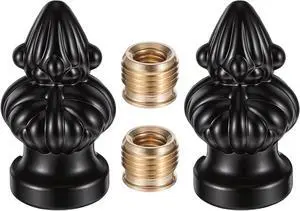 2 Pcs Black Lamp Finial Cap Knob Retro Lamp Finials Decoration with Dual-Thread Screw Finials for Lamps,Fit Both 3/8" and 1/4-27 2 Pcs Black Lamp Finial Cap Knob Retro Lamp Finials Decoration with Dual-Thread Screw Finials for Lamps,Fit Both 3/8" and 1/4-27