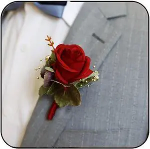 Wedding Flower Boutonniere Groom Rose Buttonholes Prom Suit Decoration for Men (Red) Wedding Flower Boutonniere Groom Rose Buttonholes Prom Suit Decoration for Men (Red)