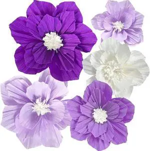 ANSOMO Purple Paper Flowers 3D Wall Décor Birthday Party Decorations Women ANSOMO Purple Paper Flowers 3D Wall Décor Birthday Party Decorations Women