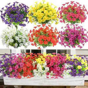 12 Bundles Artificial Flowers for Outdoors, UV Resistant Morning Glory 12 Bundles Artificial Flowers for Outdoors, UV Resistant Morning Glory