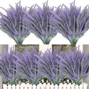 TURNMEON 10 Bundles Artificial Lavender Flowers for Outdoors Summer Decor TURNMEON 10 Bundles Artificial Lavender Flowers for Outdoors Summer Decor