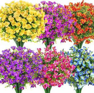 16 Bundles Artificial Pansy Flowers for Outdoors, Mixed Colors 16 Bundles Artificial Pansy Flowers for Outdoors, Mixed Colors