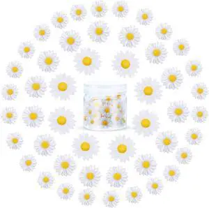 Hicarer 50 Pcs Flatback Daisy Flowers Charms, 3 Sizes, White and Yellow Hicarer 50 Pcs Flatback Daisy Flowers Charms, 3 Sizes, White and Yellow