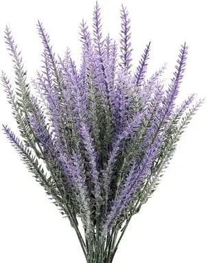 6 Bundles Artificial Lavender Stems, 15-inch Purple Faux Flowers 6 Bundles Artificial Lavender Stems, 15-inch Purple Faux Flowers