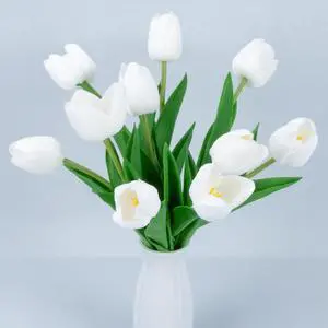 MAQIHAN 10 White Tulips Artificial Flowers - Fake White Tulips Real Touch Flowers Artificial Tulips that Look Real Realistic Faux Plastic Flowers Bouquet Arrangements for Home Dining Table Decoration MAQIHAN 10 White Tulips Artificial Flowers - Fake White Tulips Real Touch Flowers Artificial Tulips that Look Real Realistic Faux Plastic Flowers Bouquet Arrangements for Home Dining Table Decoration