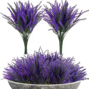 RAINFLOW 8 PCS Artificial Lavender Flowers - Faux Lavender Plants Outdoor RAINFLOW 8 PCS Artificial Lavender Flowers - Faux Lavender Plants Outdoor