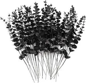 TIHOOD 14PCS 15 Black Eucalyptus Stems Artificial Eucalyptus Leaves Branches Fake Eucalyptuses Decor Faux Eucalyptus leaf Stem for Halloween Autumn Fall Floral Arrangement Wedding Bouquet Home Office TIHOOD 14PCS 15 Black Eucalyptus Stems Artificial Eucalyptus Leaves Branches Fake Eucalyptuses Decor Faux Eucalyptus leaf Stem for Halloween Autumn Fall Floral Arrangement Wedding Bouquet Home Office