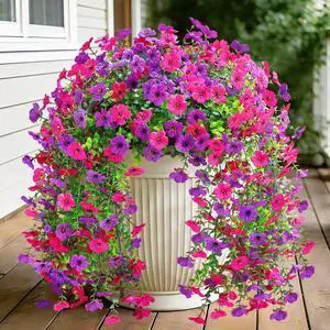 Artificial Fake Hanging Flowers for Outdoors 2PCS(Purple Hot Pink) Artificial Fake Hanging Flowers for Outdoors 2PCS(Purple Hot Pink)