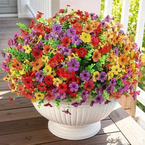 Artificial Outdoor Flowers, UV Resistant Waterproof Faux Plants, 12 Bundles Artificial Outdoor Flowers, UV Resistant Waterproof Faux Plants, 12 Bundles