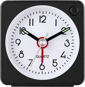 Travel Analog Alarm Clock, 2.25 inch, Ultra Small Clock with Snooze and Light Function, Super Silent Non Ticking, Battery Operated, Easy Setting Travel Analog Alarm Clock, 2.25 inch, Ultra Small Clock with Snooze and Light Function, Super Silent Non Ticking, Battery Operated, Easy Setting