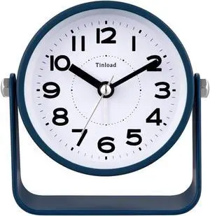 Tinload Analog Alarm Clock for Bedroom, Silent Non-Ticking Quartz Movement, Battery Operated with Snooze & On-Demand Light, Bedside Desk Table Clock, Ideal for Home,Office (Blue) Tinload Analog Alarm Clock for Bedroom, Silent Non-Ticking Quartz Movement, Battery Operated with Snooze & On-Demand Light, Bedside Desk Table Clock, Ideal for Home,Office (Blue)