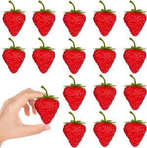 20 Pieces Fake Strawberries Decor, Plastic Artificial Strawberries 20 Pieces Fake Strawberries Decor, Plastic Artificial Strawberries