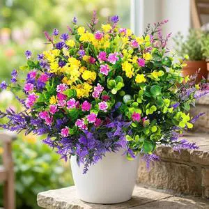 Hananona 12 Pcs Artificial Flowers Outdoor, Faux Artificial Plants UV Resistant Plastic Flower Bulk for Hanging Planter Porch Window Home Wedding Fall Summer Decor (12, Fuchsia, Purple, Yellow, Green) Hananona 12 Pcs Artificial Flowers Outdoor, Faux Artificial Plants UV Resistant Plastic Flower Bulk for Hanging Planter Porch Window Home Wedding Fall Summer Decor (12, Fuchsia, Purple, Yellow, Green)