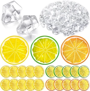 300 Pce Clear Fake Crushed Ice Cube Rock and 20 Pcs Simulation Lemon Slices 300 Pce Clear Fake Crushed Ice Cube Rock and 20 Pcs Simulation Lemon Slices