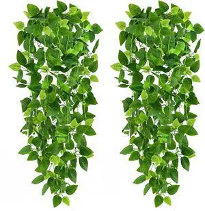 CEWOR 2pcs Fake Hanging Plants for Room Decor, 3.6ft Artificial Ivy Pothos Vine for Wall Living Room Patio Indoor Outdoor Home Shelf Office Decor (No Baskets) CEWOR 2pcs Fake Hanging Plants for Room Decor, 3.6ft Artificial Ivy Pothos Vine for Wall Living Room Patio Indoor Outdoor Home Shelf Office Decor (No Baskets)