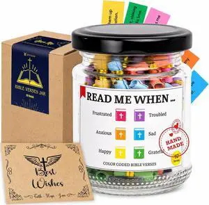 Bible Verses Jar, 92 Hand-Rolled Bible Scroll, Read Me When Christian Jar, Color Coded KJV Bible Verses, Religious Gifts for Women, Prayer Gifts for Friends, Mom, Sister, Cancer Warriors Bible Verses Jar, 92 Hand-Rolled Bible Scroll, Read Me When Christian Jar, Color Coded KJV Bible Verses, Religious Gifts for Women, Prayer Gifts for Friends, Mom, Sister, Cancer Warriors