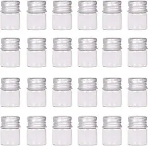 MaxMau Mini Glass Bottles with Screw Caps 5ml 24 Sets Aluminum Top Metal Lids 5 Milliliter Tiny Vials Small Jars DIY Storage Art Craft Decor MaxMau Mini Glass Bottles with Screw Caps 5ml 24 Sets Aluminum Top Metal Lids 5 Milliliter Tiny Vials Small Jars DIY Storage Art Craft Decor