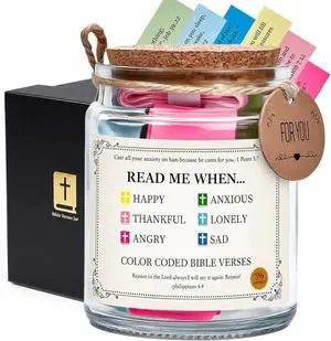 Read Me When Bible Verse Jar,Christian Gifts for women,Birthday Gifts for Women,Mom,Sister & Grandma,Religious Graduation Gift,Inspirational Christmas Stocking Stuffers Read Me When Bible Verse Jar,Christian Gifts for women,Birthday Gifts for Women,Mom,Sister & Grandma,Religious Graduation Gift,Inspirational Christmas Stocking Stuffers