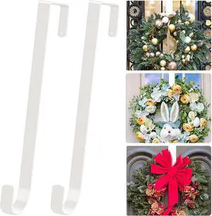 ESFUN Black Wreath Hanger for Front Door, Metal Wreath Hooks Holder Over The Door Wreath Hanger for Hanging Christmas Decorations Xmas Decor (2 Pack-White, 12 Inch) ESFUN Black Wreath Hanger for Front Door, Metal Wreath Hooks Holder Over The Door Wreath Hanger for Hanging Christmas Decorations Xmas Decor (2 Pack-White, 12 Inch)