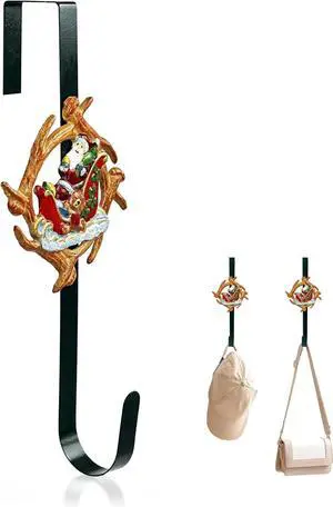 Cast Iron Over The Door Hook, Adjustable Decorative Wreath Hanger with Deer Antler Design, Heavy Duty Door Hook for Front Door, Entryway & Bedroom Decor Cast Iron Over The Door Hook, Adjustable Decorative Wreath Hanger with Deer Antler Design, Heavy Duty Door Hook for Front Door, Entryway & Bedroom Decor