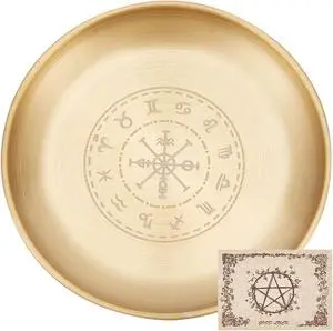 CREATCABIN Viking Runes Altar Plate Tarot Plate Ritual Burning Candle Holder Bowls Offering Incense Burning Ceremony Plate with Altar Card Home Decor for Witchcraft Wiccan Wedding Golden 5.55 Inch CREATCABIN Viking Runes Altar Plate Tarot Plate Ritual Burning Candle Holder Bowls Offering Incense Burning Ceremony Plate with Altar Card Home Decor for Witchcraft Wiccan Wedding Golden 5.55 Inch