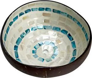 Handcrafted Natural Coconut Shell Bowl with Mother of Pearl InlayVersatile Decorative Storage for Home, Entryway, Table and Snacks,Gift for Her (Blue) Handcrafted Natural Coconut Shell Bowl with Mother of Pearl InlayVersatile Decorative Storage for Home, Entryway, Table and Snacks,Gift for Her (Blue)