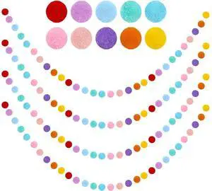 4 Pack 26.3 Feet Colorful Pom Pom Garland Decorations, 30 Balls Rainbow Felt Ball Garland (Colorful) 4 Pack 26.3 Feet Colorful Pom Pom Garland Decorations, 30 Balls Rainbow Felt Ball Garland (Colorful)