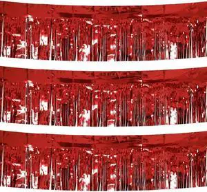 3 Pack Total 30 Feet Foil Fringe Garland Metallic Wall Hanging Drapes Tassel Skirting Tinsel Streamers Decorations for Parade Float Trailer Mardi Gras Party Birthday Wedding (Red) 3 Pack Total 30 Feet Foil Fringe Garland Metallic Wall Hanging Drapes Tassel Skirting Tinsel Streamers Decorations for Parade Float Trailer Mardi Gras Party Birthday Wedding (Red)